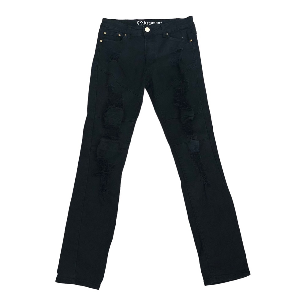 ARGONAUT WOMEN’S BLACK DESTROYED JEANS SIZE 32 X 32 ULTRA SLIM